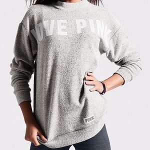 Victoria's Secret PINK Gray‎ Love Pink Mock Neck Sweater XS Pullover Knit Top